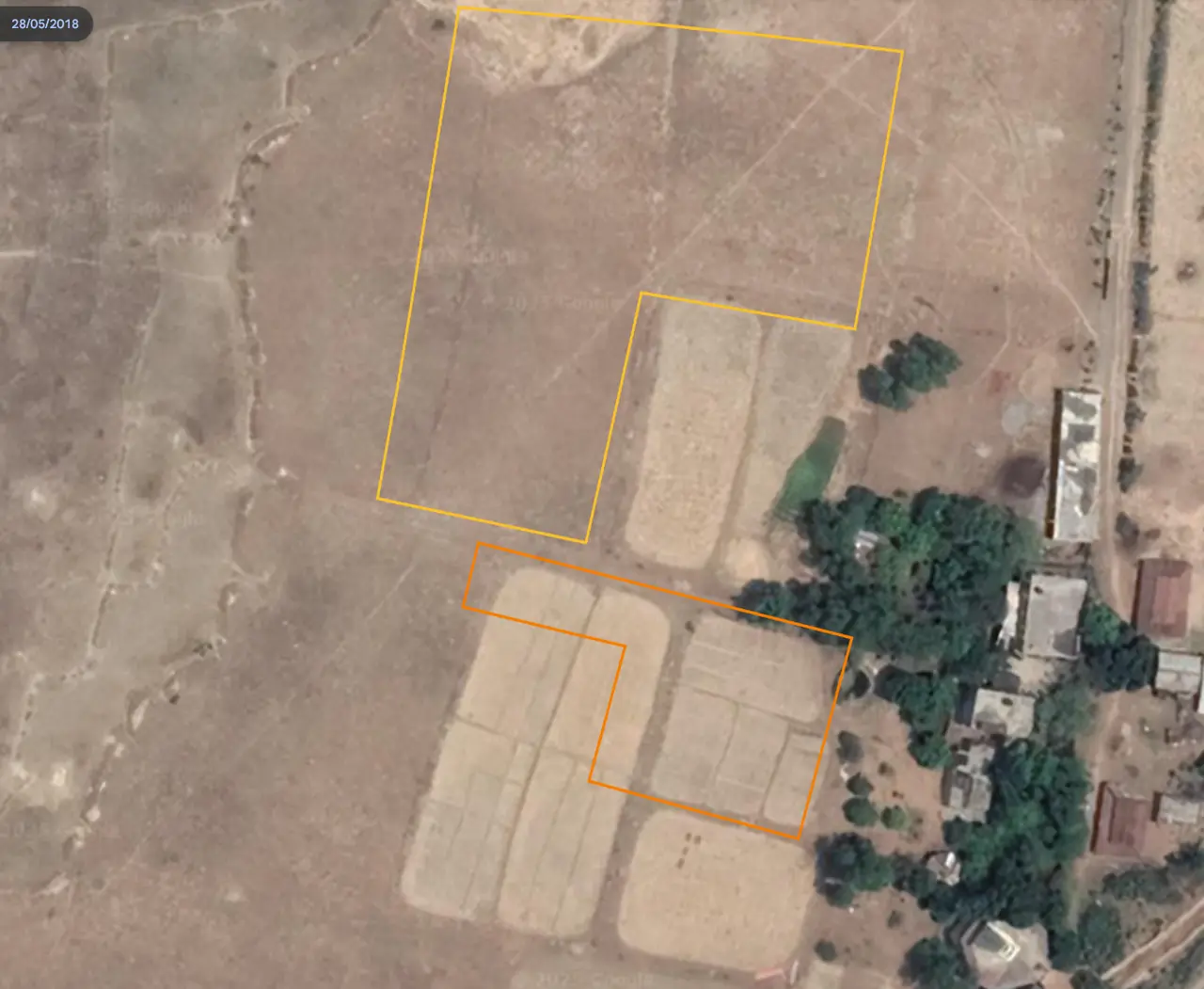 Satellite image of Dumbo farm from 2018 - still largely bare, one year before banana planting