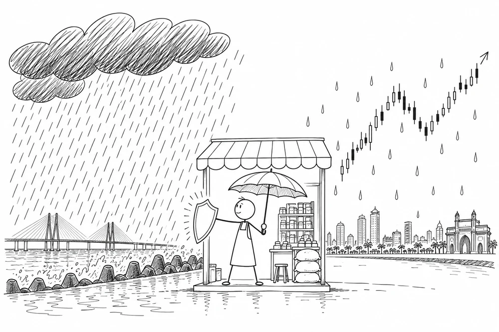 Stick figure illustration for Weather Derivatives in India