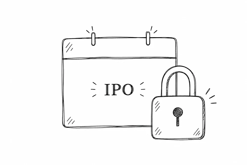 Calendar marked IPO with a padlock