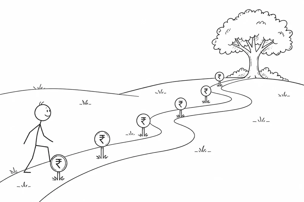 Stick figure illustration for How to Start Investing in India with ₹5,000 a Month