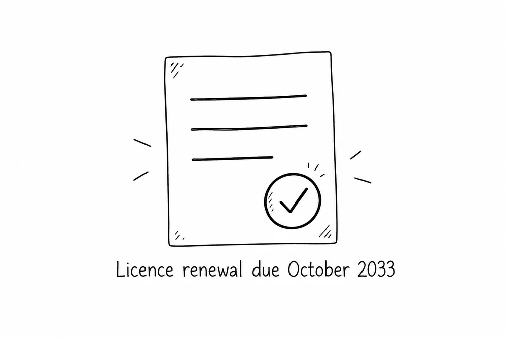 Licence document with check mark