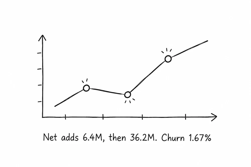 Line chart of customer additions