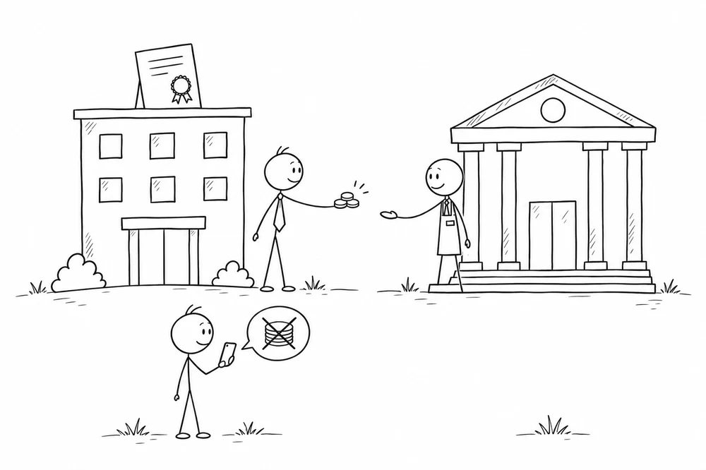 A company pays a bank while the IPO applicant pays nothing