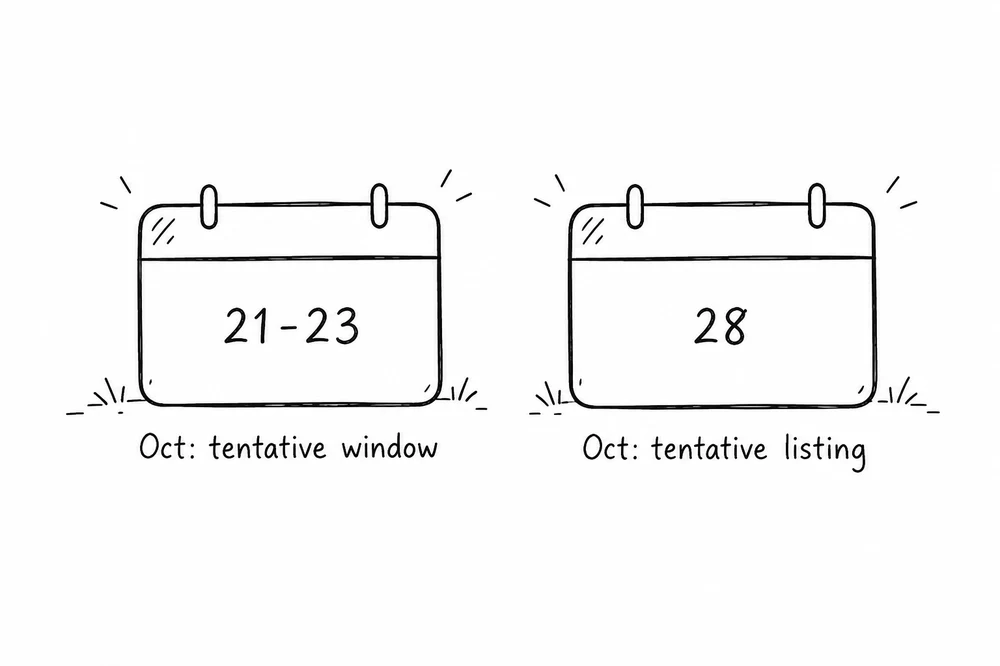Two calendars: 21 to 23 October and 28 October