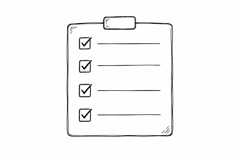 Clipboard with four ticked items