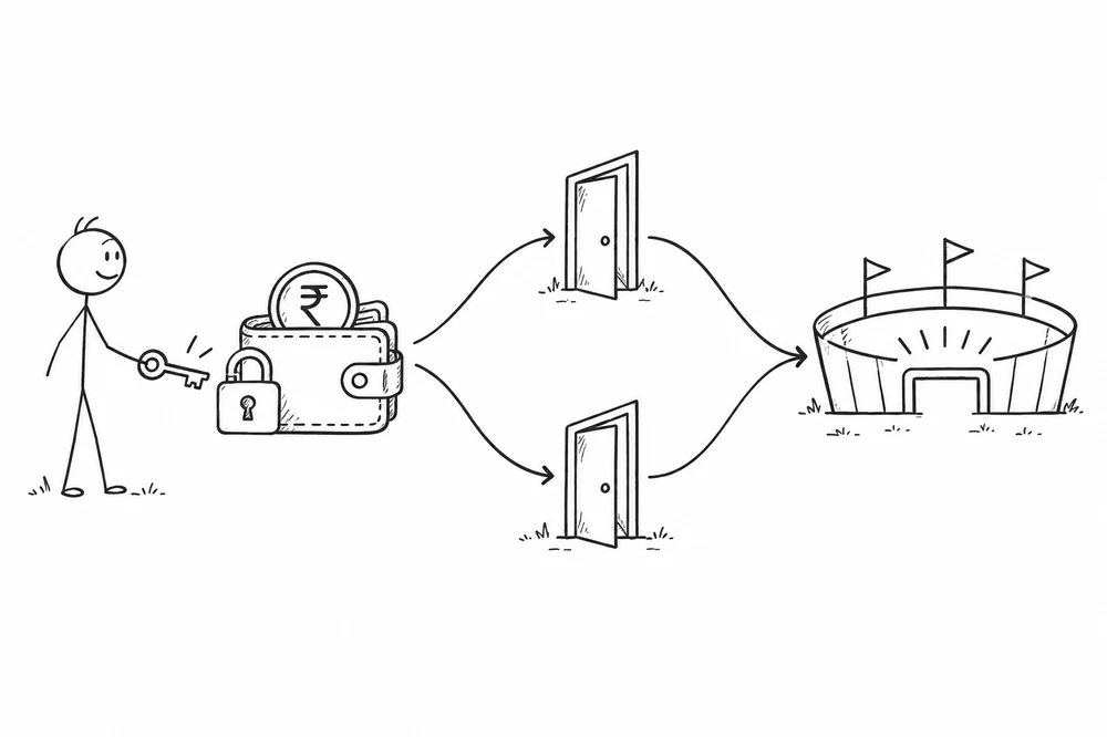 Stick figure illustration for ASBA vs UPI for IPOs: Same Block, Different Front Door
